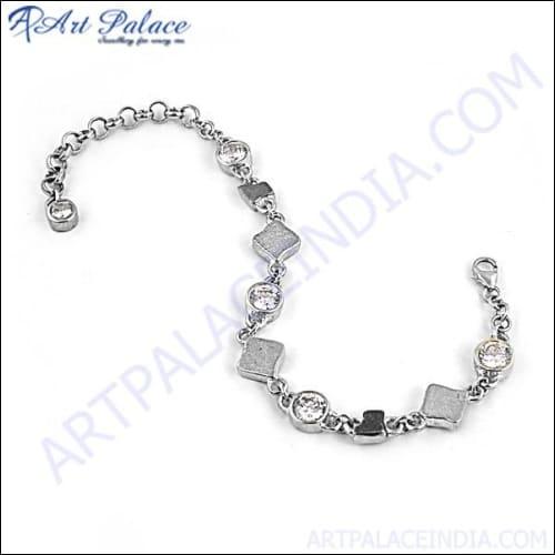 Spiral Designer Cubic Zirconia Gemstone Silver Bracelet Cz Silver Bracelet 925 Silver Bracelet Latest Cz Bracelet