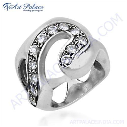 Stylish Cubic Zirconia Gemstone 925 Silver Ring