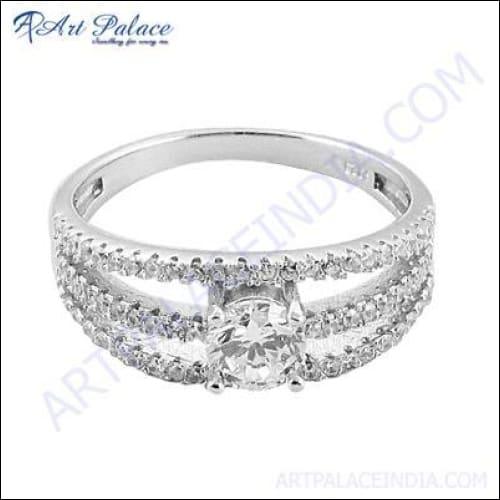 Stylish Cubic Zirconia Gemstone Silver Ring