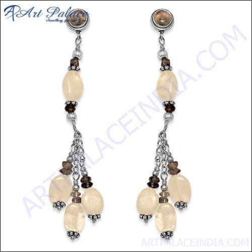 Stylish Silver Long Beaded Earring Beads Earring