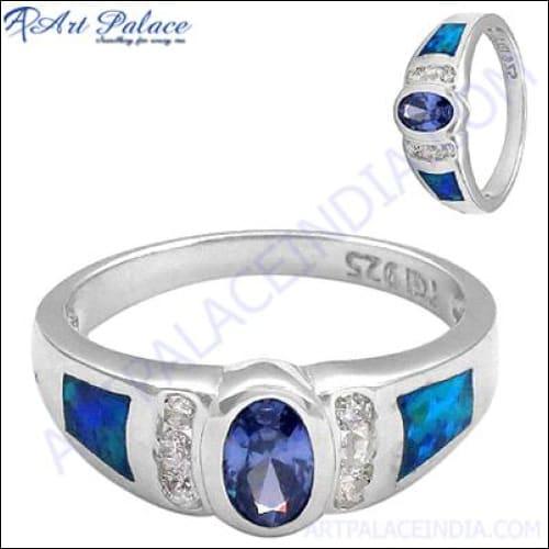 Top Quality Gemstone Silver Ring Gemstone Inlay Rings Artisanal Inlay Rings