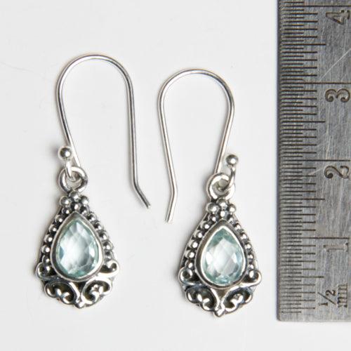 Traditional Designer 925 Sterling Silver Sky Blue Topaz Pear Earring Ethnic Gemstone Earring Hook Earrings