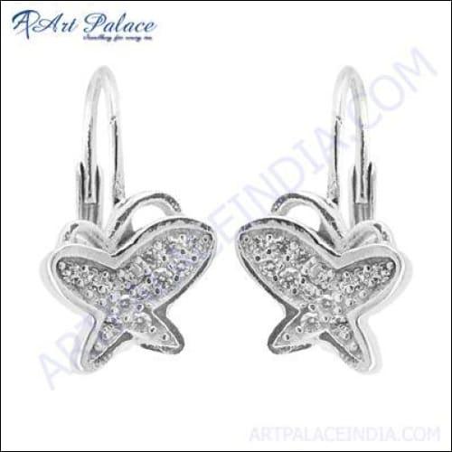 Truly Designer Cubic Zirconia Gemstone Silver Earrings Shiny Cz Earrings Fabulous Cz Earrings