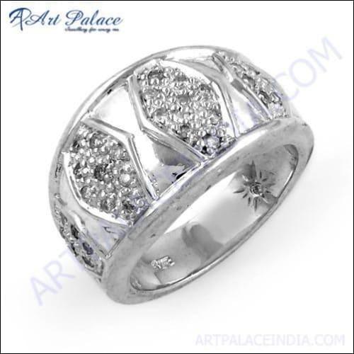 Truly Designer Cubic Zirconia Gemstone Silver Ring