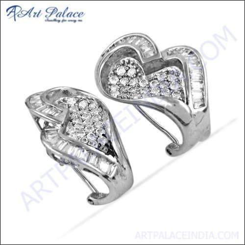 Truly Designer Gemstone Silver Earrings With CZ