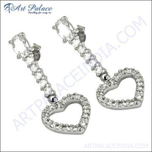 Unique Beautiful Cubic Zirconia Gemstone Silver Earrings Bold Cz Earrigs Cz Stud Earrings