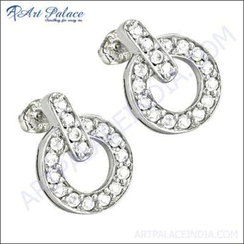 Unique Cubic Zirconia Gemstone Silver Earrings Cz Stud Earring Cz Jewelry