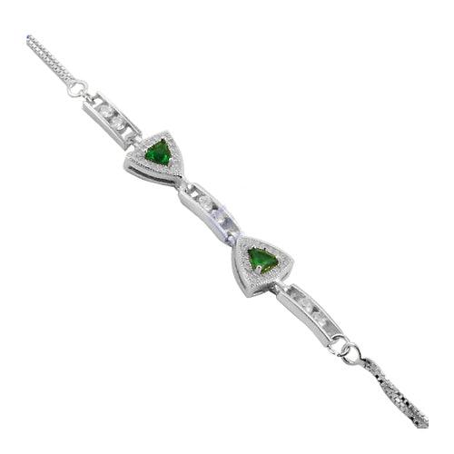 Unique Green Cubic Zirconia Stone 925 Silver Bracelet Adorable Cz Bracelet Beautiful Cz Bracelet