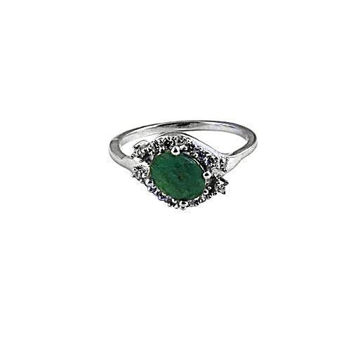 Vintage Design Cubic Zirconia Green Dyed Emerld Gemstone Silver Ring Fashionable Gemstone Ring Fantastic Cz Rings Artisan Cz Rings