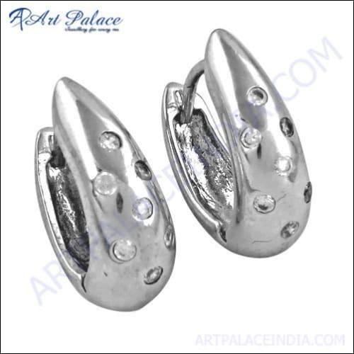 White Cz Gemstone Silver Earrings 925 Silver Earring Hot CZ Earring
