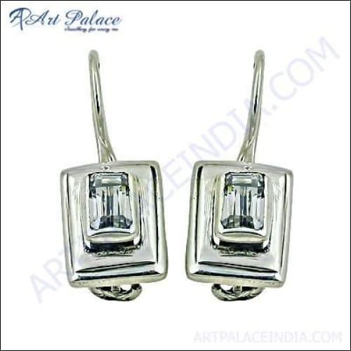 Wholesale Earring Handmade Silver CZ Earring Simple Cz Earrings Solid Cz Earring