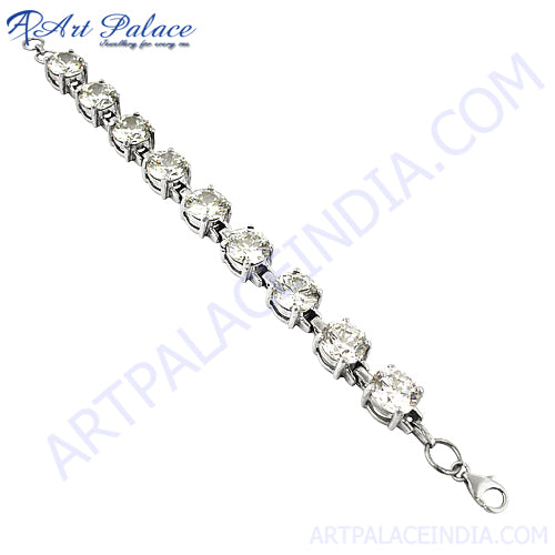 A diamond bracelet with a clasp on a white background