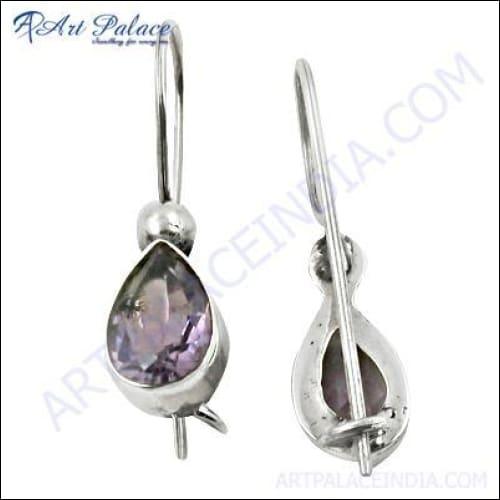 925 Silver Earring Amethyst Droop Silver Earring Faceted Gemstone Earring Art Palace