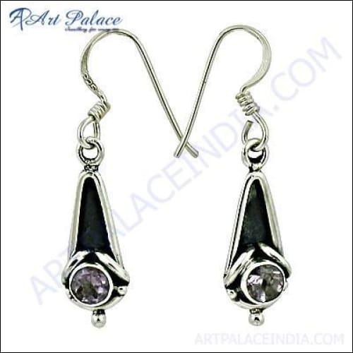 925 Silver Earring Amethyst Silver Earring Fabulous Gemstone Earring Handmade Gemstone Earring Art Palace