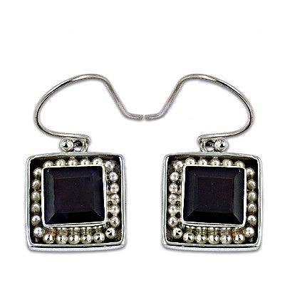 925 Silver Earring Dark Red Garnet Gemstone Earrings Square Shape Earring Ethnic Earring Garnet Earring-925artpalace