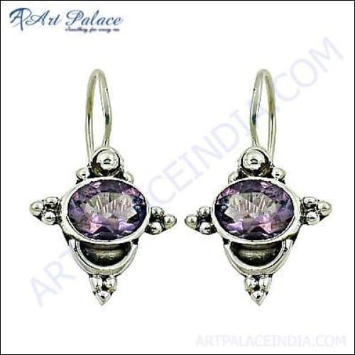 925 Silver Earring in Amethyst Perfect Gemstone Earring Pretty Gemstone Earring Exclusive Earrings-925artpalace