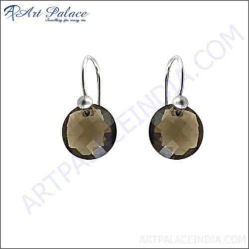 925 Silver Earring Smokey Quartz Earring Latest Gemstone Earrings Natural Smokey Quartz Earring-925artpalace