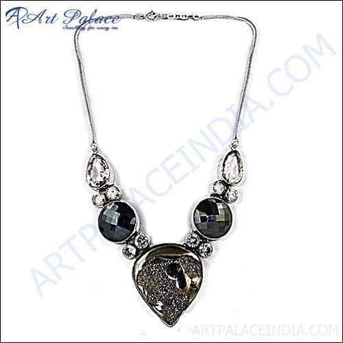 925 Silver Necklace Trendy Gemstone Pendant Necklace Vintage Gemstone Necklace