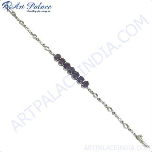 925 Silver Gemstone Silver Bracelet Precious Gemstone Bracelet Amethyst Bracelet For Occasions