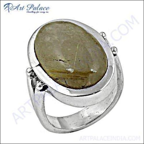 925 Silver Golden Rutile Gemstone Ring Handmade Ring Stunning Ring