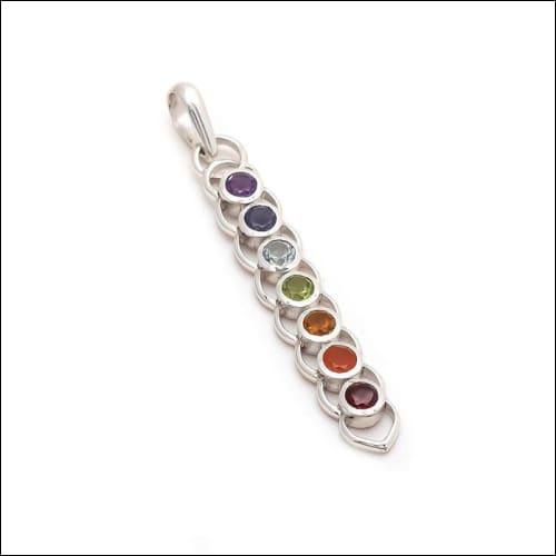 925 Silver Multi Stone Pendant Multistone Pendants Colorful Gemstone Pendant