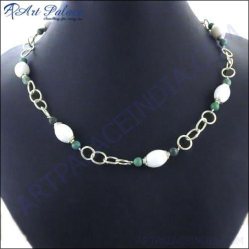 925 Silver Necklace Pretty Beads Necklace Handmade Design Beads Necklace
