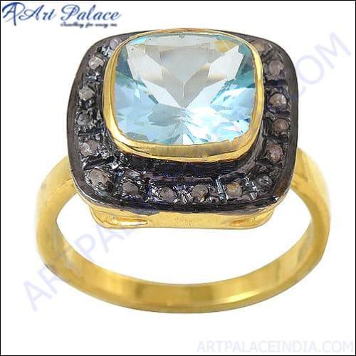 925 Silver Victorian Ring Diamond Jewelry Blue Topaz Victorian Rings