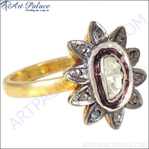 925 Sterling Diamond Ring Flower Victorian Rings Victorian Diamond Rings