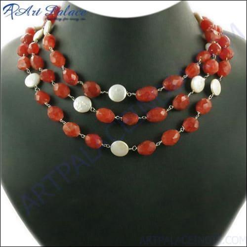 925 Sterling Gemstone Beads Silver Necklace Glitzy Necklace Beaded Necklace