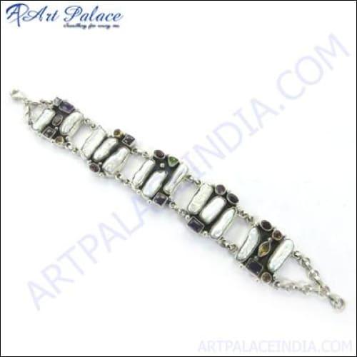 925 Sterling Silver Bracelet. Finished Bracelet Fashion Bracelet Multistone Silver Bracelet