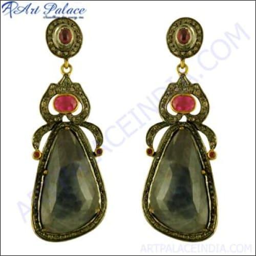 925 Sterling Gemstone Silver Earring Jewelry Victorian Earring Glamours Victorian Earrings Perfect Earrings