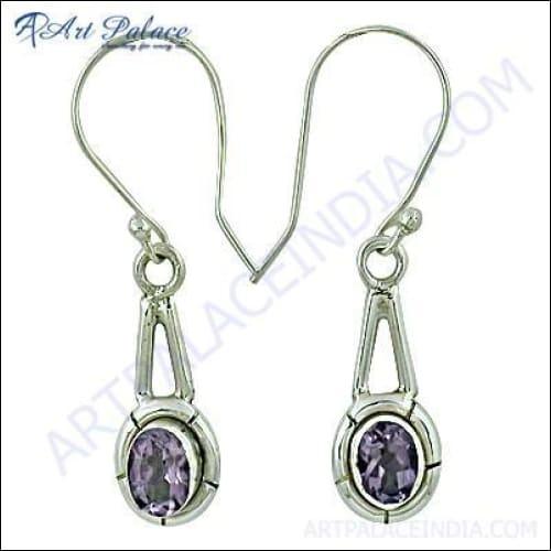925 Sterling Silver Earring Amethyst Earrings Energy Gemstone Earrings Sterling Silver Jewelry