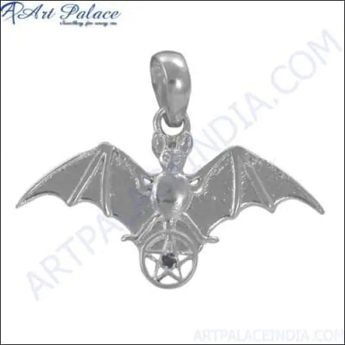 925 Sterling Silver Bat Gemstone Pendant