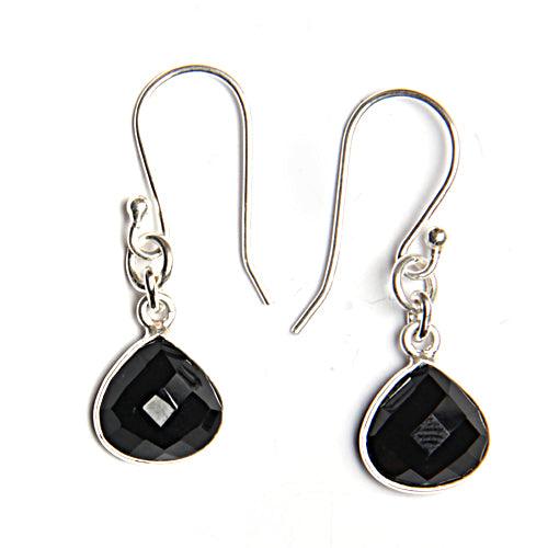 925 Silver Earring Checker Cut Pear Shape Gemstone Earring Black Onyx Earring Fancy Gemstone Earring Cut Stone Earring-925artpalace