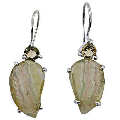 Sterling Silver Earring Citrine and Fluorite Gemstone Earring Energy Gemstone Earring Stunning Earring