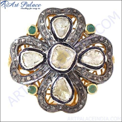925 Sterling Silver Ring Flower Style Diamond Victorian Ring Glamours Victorian Rings Fashion Victorian Rings