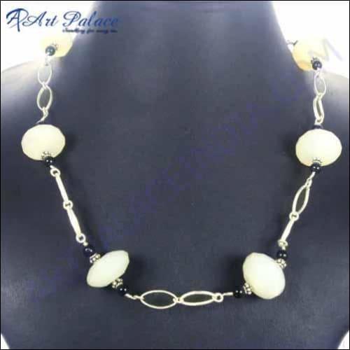 925 Sterling Silver Gemstone Necklace Graceful Necklace Artisanal Beads Necklace Perfect Beads Necklace