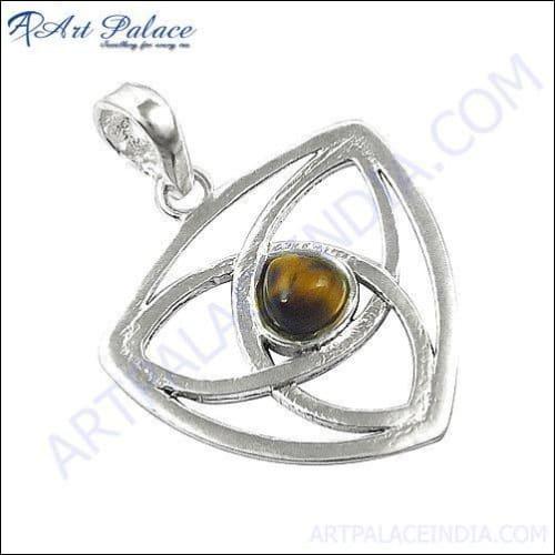 925 Sterling Silver Pendant Tiger Eye Pendants Stylish Cabochon Pendants Artisanal Pendant