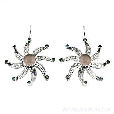 925 Sterling Silver Earring Star Design Gemstone Earring Gemstone Earring Rare Gemstone Earring Handmade Design Earrings