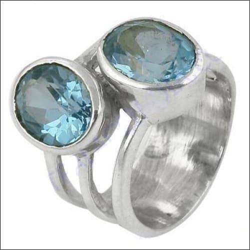925 Sterling Silver Jewellery Manufacturing ,Gemstone Silver Ring Blue Topaz Rings Fashionable Rings