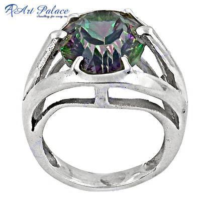 925 Sterling Silver Mystic Quartz Gemstone Ring Colorless Gemstone Rings Artisan Design Rings Solid Rings