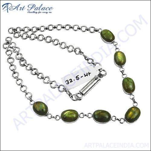 New Arrival Loose Gemstone Silver Necklace Jewelry Labradorite Gemstone Necklace Fashion Necklace