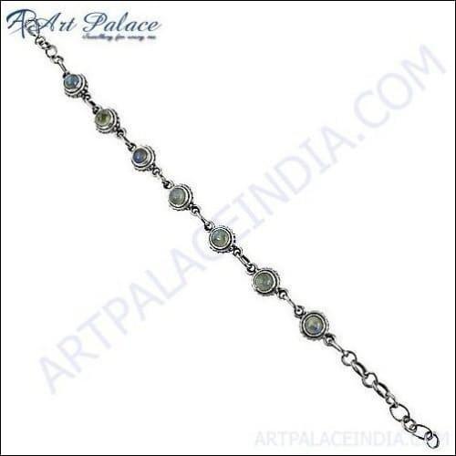 925 Silver Plain Bracelets With Loose Rainbow Moonstone Gemstone Bracelet Rainbow Moonstone Bracelet