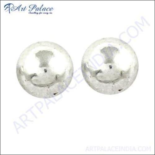 925 Silver Earring Plain Stud Earrings Round Stud Earrings Handmade Earring-925artpalace