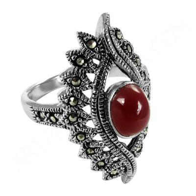 925 Silver Traditional Marcasite Gemstone Ring Glittering Marcasite Rings Solid Silver Rings