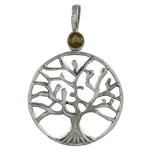 925 Silver Tree Of Life Pendant, Smokey Quartz Silver Pendant Logo Pendant Tree Of Life Pendant