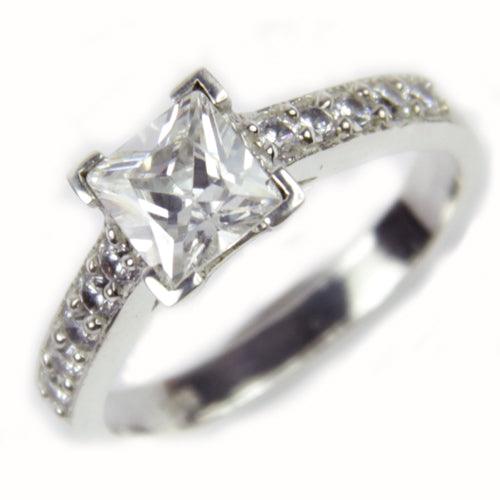 925 Sterling Silver White Square CZ Engagement Ring Adorable Cz Rings Certified Cz Rings