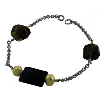 Smoky Quartz & Silver Chain Bracelet for Women | Daily Wear