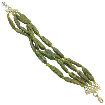 Olive Green Stone Bead Bracelet for Women | Statement Jewelry