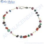 Load image into Gallery viewer, Gemstone beaded bracelet made of 925 sterling silver with a variety of colorful stones.
